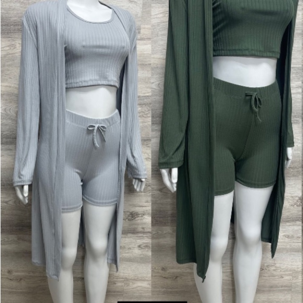 3 pc shorts lounge set